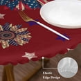thumbnail image 6 of Round Tablecloth 4th of July Elastic Edge Fitted Patriotic Sunflower Plastic Table Cover,Waterproof Oil Proof for Dinner,Outdoor, Picnic, 45"- 54" DIA Tables Red Navy Blue, 6 of 8