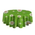 thumbnail image 5 of Green Daisy Flower Orange Centers Pattern Round Tablecloth 60"x60",Wrinkle Wipeable Table Cloth for Kitchen Dining Room Picnic Patio Party, 5 of 6