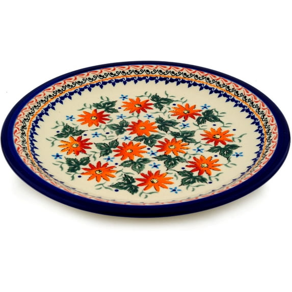 Polish Pottery 10¾-inch Dinner Plate (Mexican Flame Theme) Signature UNIKAT Hand Painted in Boleslawiec, Poland + Certificate of Authenticity