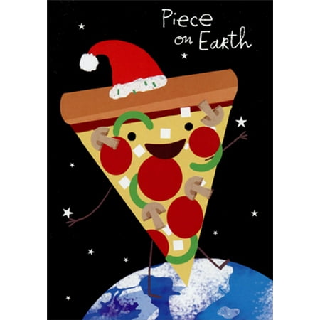 Friends Earth Christmas Cards American Greetings Pizza Piece on Earth Humorous / Funny Box of 14 Christmas Cards ()