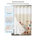 thumbnail image 2 of No Hook Shower Curtain with Snap in Liner Red Flowers Shower Curtain -Fabric Waterproof Inner Liner, Plants Watercolor Floral Retro Linen Shower Curtains Washable 72"x84", 2 of 9