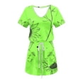 thumbnail image 4 of Birdeem Robes pour Femmes Mode Féminine Couleur Unie Manches Courtes Col en V Mi-Mollet Robe, 4 of 12