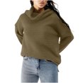 thumbnail image 4 of Women's Mock Turtleneck Sweater Fall Long Batwings Sleeve Casual Oversized Knit Pullover Women Slouchy Tunic Sweaters Tops, 4 of 5