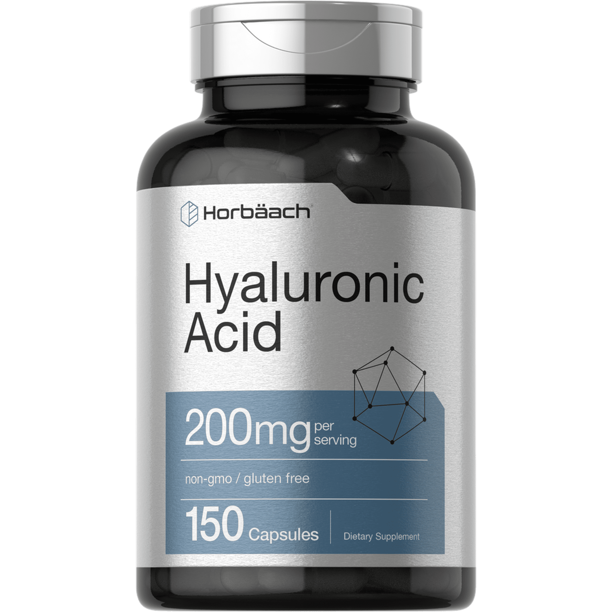 Horbaach Hyaluronic Acid 200 mg 150 Capsules | Non-GMO & Gluten Free Supplement