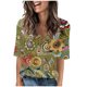 thumbnail image 2 of Fiudx Liquidación de Ofertas Flash Camiseta de Manga Corta con Cuello En V Estampada Informal a La Moda para Mujer, 2 of 4