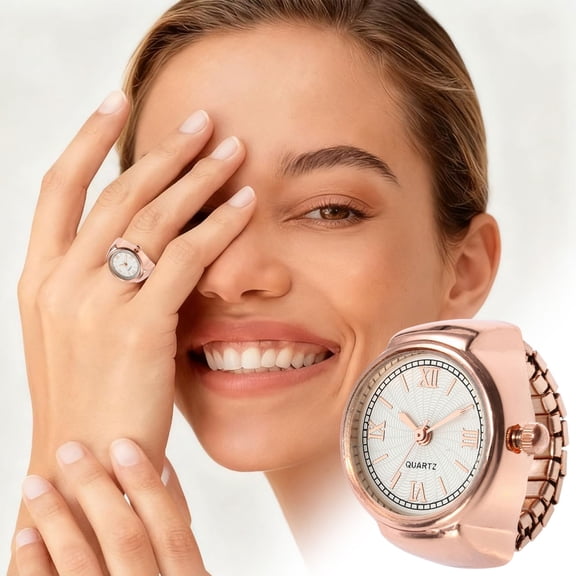 Homesteed Finger Ring Watch For Men And Women Elastic Adjustable Quartz Round Dial Stylish Timepiece Perfect Gift For Birthdays And Holidays