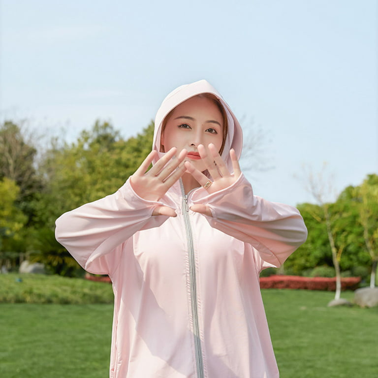 1PC Summer Sun-protective Clothing Stylish Hooded Anti-uv Cloak Cycling Sun  Block Veil Garments Outdoor Covering Face Sun Screen Clothes for Lady  Summer Wearing (Pink Free Size) 