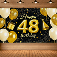 thumbnail image 5 of Glamorous Gold and White Balloon Themed Happy 48 Birthday Banner Party Decoration Background Backdrop for Birthday Celebrations Photography Props and Event Decorations, 5 of 6