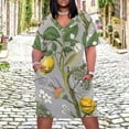 thumbnail image 2 of Womens Casual Dresses Grey Floral Lemon Hummingbird Print Short Sleeve Dress Summer Dresses for Women 2025, 2 of 5