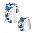 thumbnail image 5 of Lsque Blue Flying Butterflies Women's Short-Sleeved Pajama Set - 2 Piece Soft and Lightweight Sleepwear Set-4X-Large, 5 of 9