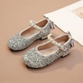 thumbnail image 2 of Dakaela Girls Dress Shoes Toddler Glitter Princess Mary Jane 3T 4T 5T Little Big Kid Low Heel Pearl Strap Wedding Prom Footwear Silver Size 8, 2 of 6