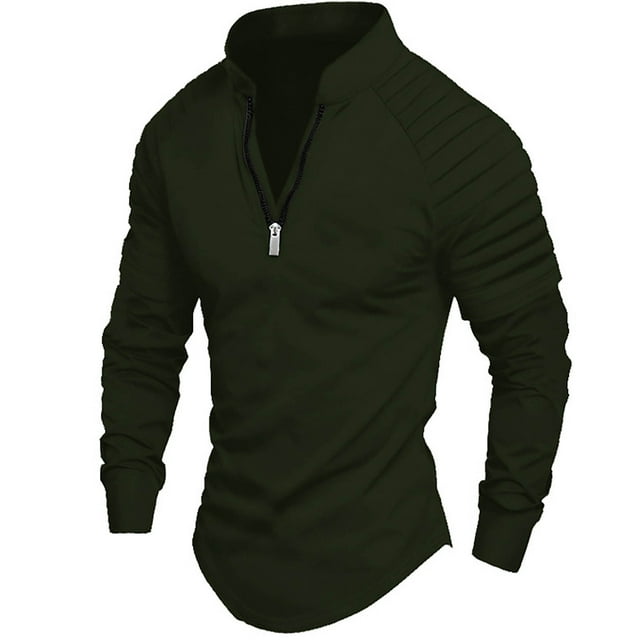 pstuiky camisas de hombre de manga larga, Camisa deportiva de manga larga con cremallera de color liso para hombre camisetas de hombre l