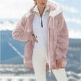 thumbnail image 6 of Stamzod Winter Fleece Jacket Women Solid Color Long Sleeve Zip Up Jackets with Pocket Casual Thicked Warm Hooded Coats for Women Pink S, 6 of 9