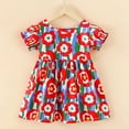 thumbnail image 2 of SHTXOZHI Toddler Baby Girl Cute Dress Short Sleeve Printed A-Line Dress Summer Causal Beach Dress, 2 of 3