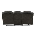 thumbnail image 2 of Lily 87 Inch Double Manual Recliner Sofa- Brown Microfiber- Solid Wood, 2 of 6