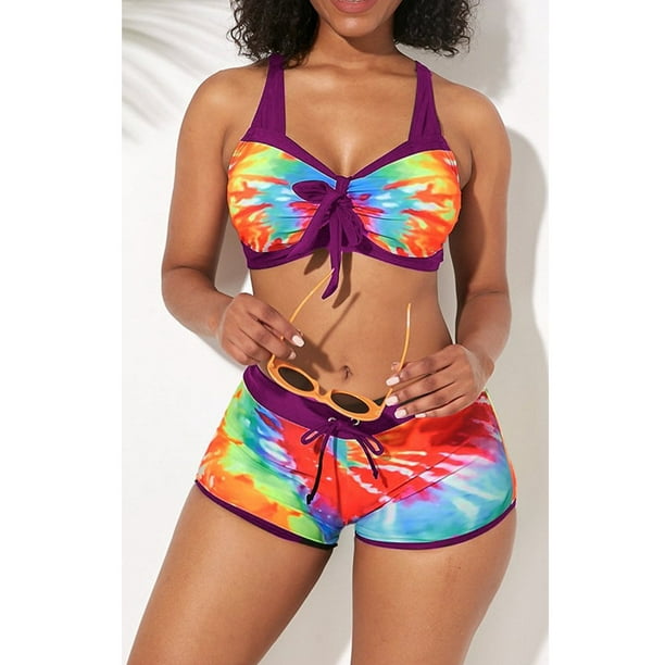 white tie dye bathing suit