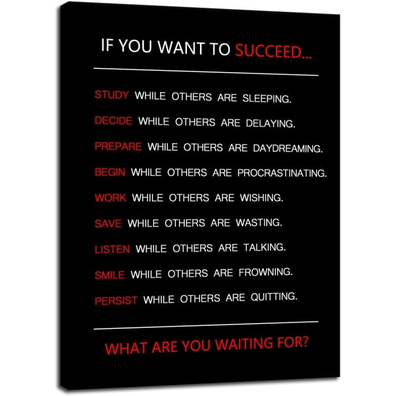 WFSposter-If You Want to Succeed Inspirational Canvas Wall Art for Office Motivational Painting Positive Entrepreneur Quotes Poster Pictures Print Wall Decor Artwork for Living Room Framed