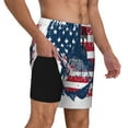 thumbnail image 2 of Rateoe bass fish with the USA flag Pattern Men’s Swim Shorts with Compression Liner – Double-Layered Quick-Dry Swimwear, Comfortable & Stretchy Beach Shorts-Small, 2 of 6