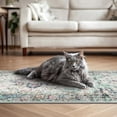 thumbnail image 6 of 2x3 Area Rug Washable Rugs for Living Room, No Pile Boho Carpet for Entryway Bedroom Dinning Room, Vintage Carpet Print Distressed Non-Slip, 2 x 3 ft, Multi Navy Teal, 6 of 7