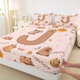 thumbnail image 4 of Erosebridal Kawaii Capybara Kid Bed Sheets, Brown J Letter King Sheets, 4 Pieces, 4 of 5