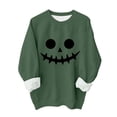 thumbnail image 2 of YVNAURA Funny Halloween Letter Print Sweatshirt for Women Oversized Crewneck Long Sleeve Pullover Round Neck Loose Fit Casual Spooky Season Fall Top 1 Pack, Green,M, 2 of 8