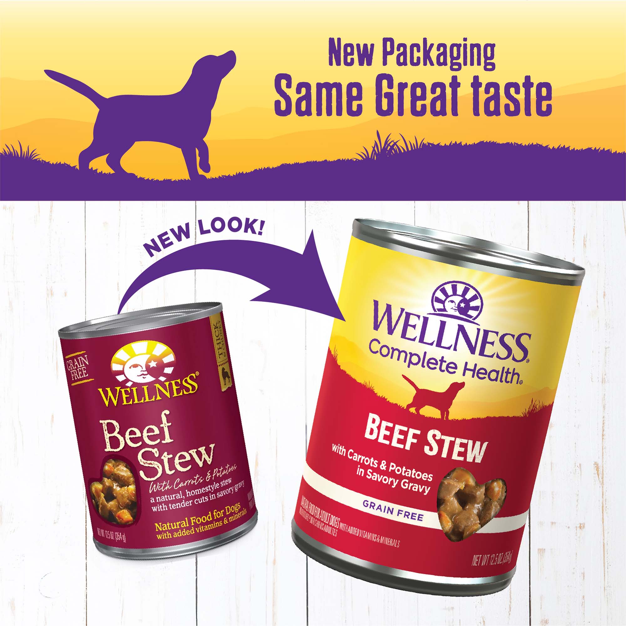 Wellness Thick & Chunky Natural Grain Free Canned Dog Food, Beef Stew, 12.5-Ounce Can (Pack of 12) - image 3 of 7