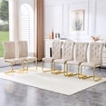 thumbnail image 5 of LifeSky Retro Dining Chairs Set of 2 with Crystal Buckle Design: 3-Sec Dining Room Transformation - Durable Support Up to 400LBS per Chair - Gold Bow Legs & Water-Resistant Faux Leather, 5 of 11