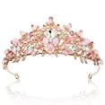 thumbnail image 1 of NODG Tiaras y coronas de oro rosa para mujer, tiaras de boda de cristal rosa para mujer, diademas para fiesta de cumpleaños, desfile de graduación, tiara, diadema con diamantes de imitación, corona nu, 1 of 5