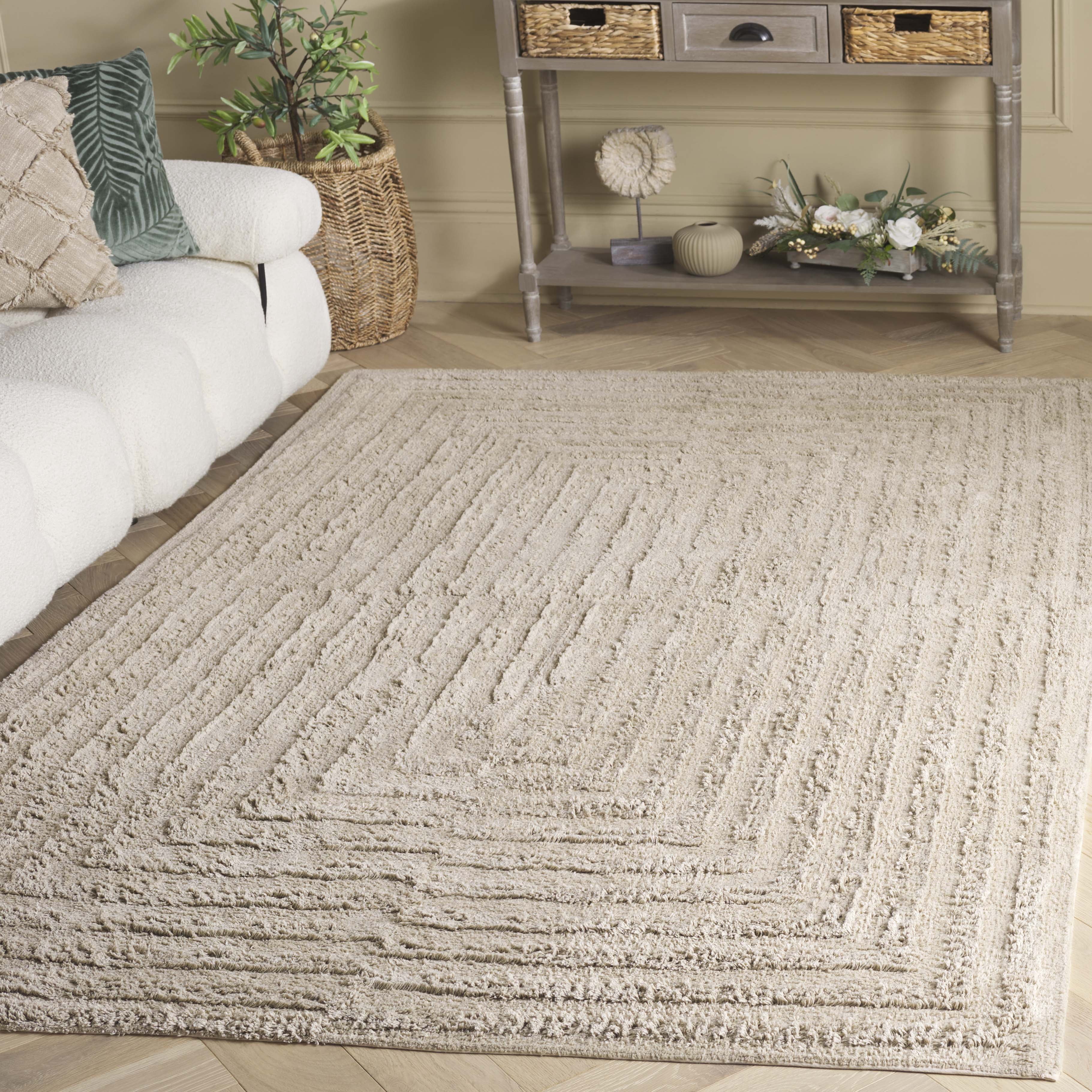 SAFAVIEH Easy Care Miraj Solid Machine Washable Area Rug, Sage, 4' x 6'