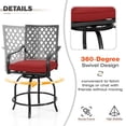 thumbnail image 6 of Sophia & William 3 Piece Outdoor Patio Swivel Bar Stools Set & Height Table Backyard Furniture Bistro Set, Red, 6 of 7