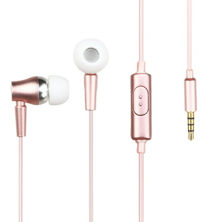 Valor Rose Gold Metal Stereo In Ear Handsfree Earphone iPhone Earbuds with Mic Apple iPhone X 8 7 6 6s Plus 5s SE Samsung Galaxy S8 S7 J7 J3 LG Stylo 3 (Best Microphone Iphone 7)