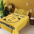 thumbnail image 2 of Ambesonne Emoji Fitted & Top Sheet Set with Sham, Modern Happy and Sad Face Art, Mustard Black White, 2 of 5