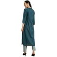 thumbnail image 2 of eloria Women's Fashion Solid Kurti In Mandarin Collar Neck Design, Fabric : Cotton, Color : Teal, Size : 2XL, 2 of 5