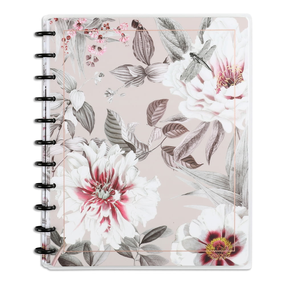 Happy Planner 60 Page Dot Lined Notebook with 3 Dividers, La Fleur Theme, Big Sized 8.5' x 11'