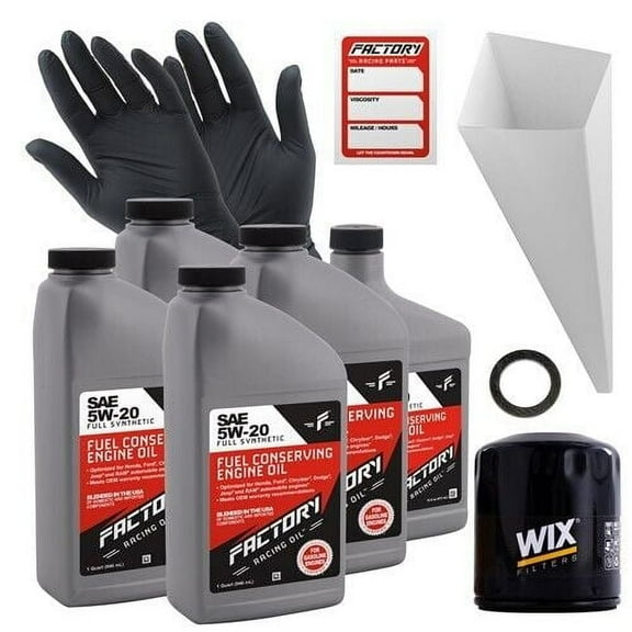 Factory Racing Parts Oil Change Kit Compatible with Mazda 3 2004-2009 2011-2013, 3 Sport 2009-2013, 5 2009-2010, Tribute 2005-2006/2008 5W-20 Full Synthetic Oil - 4.5 Quarts