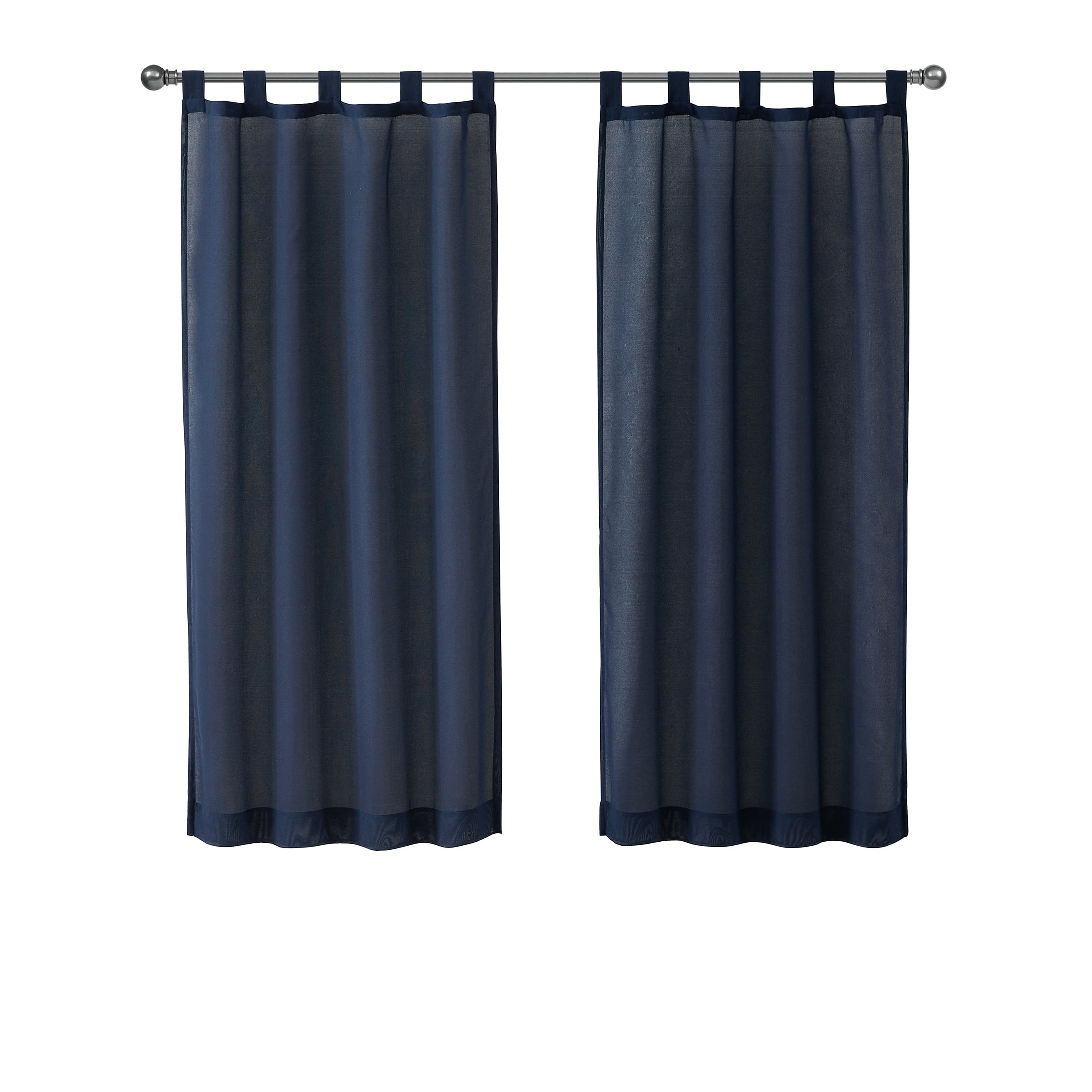 Mainstays Light Filtering Tab Top Curtain Panel Set, Set of 2, Blue, 37" W x 54” L