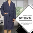 thumbnail image 4 of BNM Terry Cotton Adult Unisex Bathrobe, Extra Large, Navy, 4 of 10