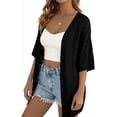 thumbnail image 4 of PRETTYGARDEN Summer Cardigan Sweaters for Women Lightweight Short Sleeve Knit Coverup Spring Beach Vacation Clothes, 4 of 10