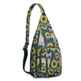 thumbnail image 1 of Floral Bone Sling Backpack - Whimsical Dog Lover Design, Fashionable Crossbody Pack for Travel, 1 of 4