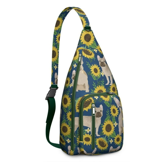 Floral Bone Sling Backpack - Whimsical Dog Lover Design, Fashionable Crossbody Pack for Travel