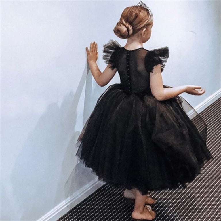 Ierhent Toddler Graduation Dress Toddler Girl Dress Bow Strap Smocked  Summer Outfit Birthday Party Clothes Black,18-24 Months - Walmart.com
