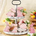 thumbnail image 4 of 6 Pcs Easter Bunny Table Decorations, Pink Wooden Rabbit Spring Tiered Tray Decor, Rustic Wood Easter Signs for Home Decor, Freestanding Centerpiece for Easter Gifts, 4 of 10