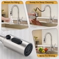 thumbnail image 4 of Wowkk Sanitary Ware 304 Stainless Steel Kitchen Faucet with Pull Down Sprayer, 3 Water Modes, 23.6" Retractable Hose, Single Handle Kitchen Sink Faucet with Deck Plate, Brushed Nickel, 4 of 7