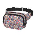thumbnail image 2 of Kdxio Sac Banane Double Couche Imprimé Rétro Crâne Ceinture Réglable Sac Mains Libres Voyage Randonnée Course Sergé Poches de Sécurité, 2 of 9