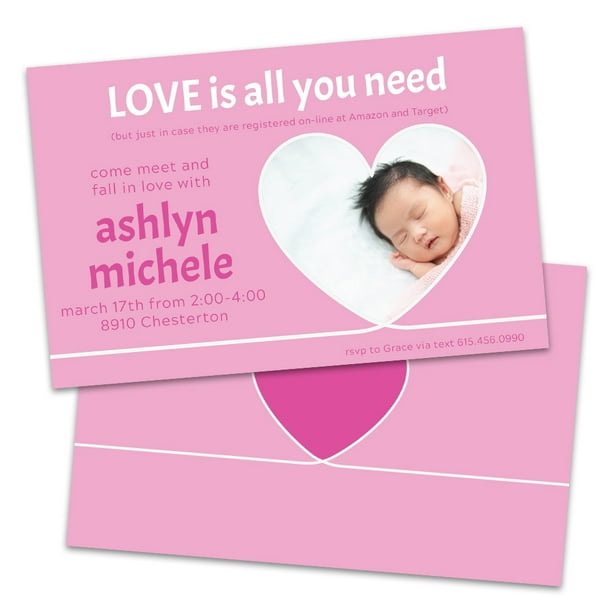 personalized photo heart frame baby shower invitations