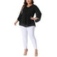 thumbnail image 2 of Camisa Plus Size Agnes Orinda para Mujeres con Manga de Campana 3/4, Cuello en V, Blusa de Doble Capa de Chifón, Talla 4X, Negra, 2 of 6