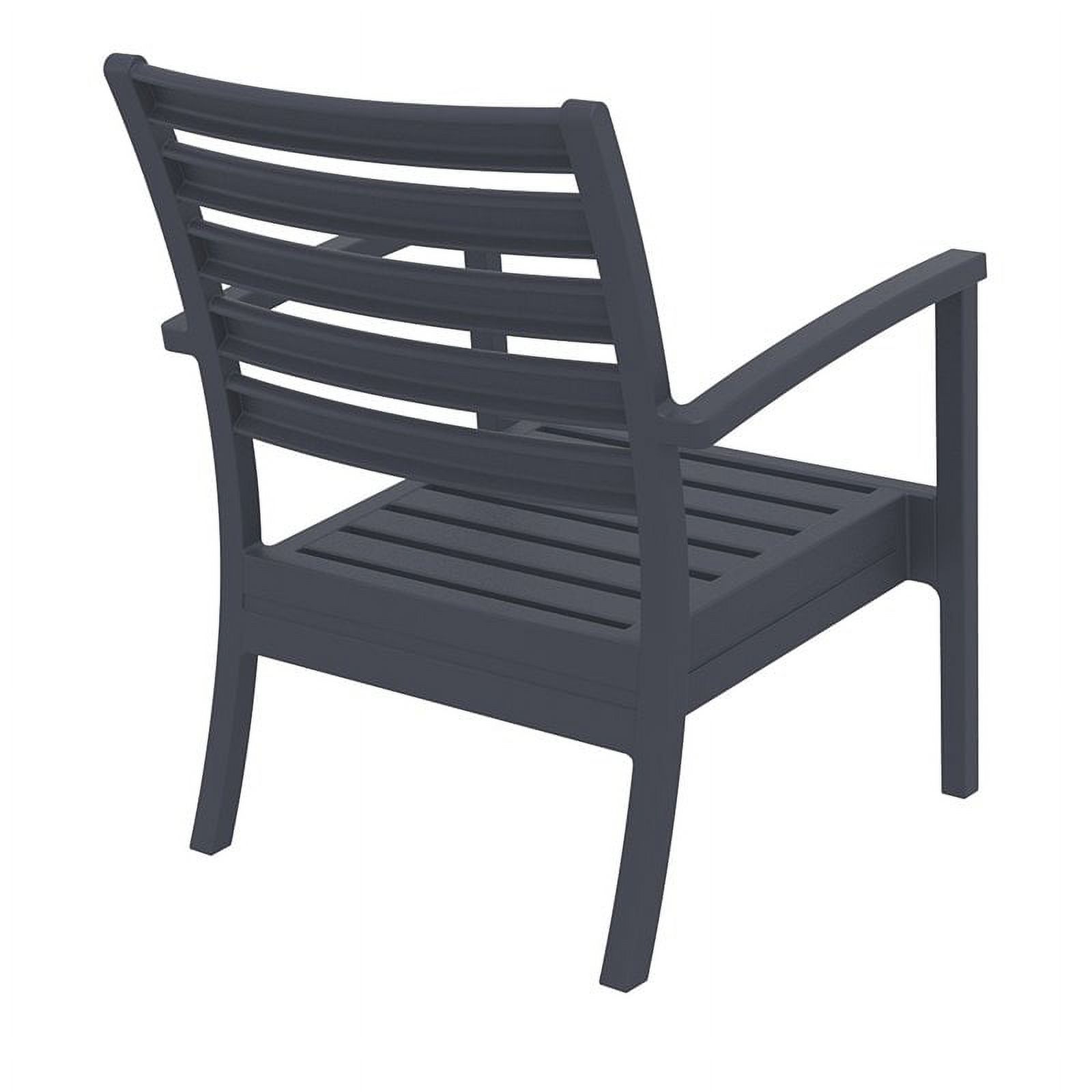 Siesta ISP004-DGR-CNA Artemis XL Outdoor Club Chair with Sunbrella Natural Cushion - Dark Gray -  set of 2 - image 4 of 8