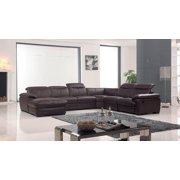 Brown Genuine Leather Sectional w/1 Manual Recliner LEFT 2146 ESF Made in Italy