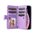 thumbnail image 2 of Multifunctional Case for iPhone XS Max,[RFID Blocking] 9 Credit Cards Holder with Wrist Strap, Premium PU Leather Zipper Wallet Purse Magnetic Flip Phone Cover For iPhone XS Max, Purple, 2 of 12