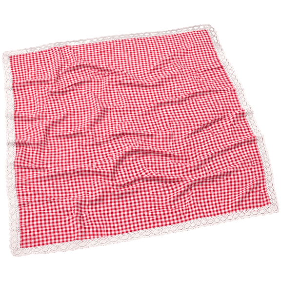 Portable Flannel Picnic Mat, Red & White Gingham Lattice with Lace Edging, Soft Oversized Damp-Proof Thickened Beach Blanket, Outdoor Travel Ground Pad for Camping, Photoshoots